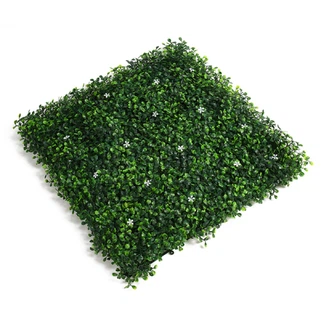 Artificial Boxwood Hedge Greenery Panels Rau Sab Nraum Vaj Sab Kev Nyuaj Siab